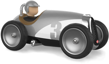 Baghera speelgoedauto - racing car zilver - vintage - in geschenkdoos - 1 jaar