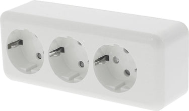 Q-link - wandcontactdoos - opbouw - 3-voudig stopcontact - randaarde - kinderbeveiliging - polarwit