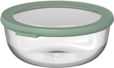 Mepal glazen vershouddoos rond cirqula - 1200 ml - glazen vershoudbakjes - hittebestendig tot 550 °c. zonder deksel - meal prep bakjes - nordic sage