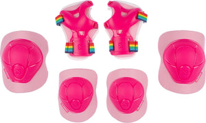 Nijdam skate beschermset - pink rainbows - roze wit - m