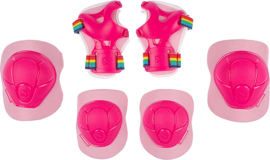 Nijdam skate beschermset - pink rainbows - roze wit - m