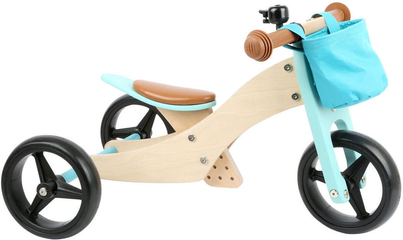 Afbeelding laden in galerijviewer, Small foot - houten driewieler en loopfiets 2in1 turquoise
