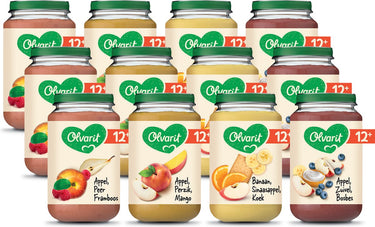 Olvarit variatiemenu fruithapjes 12+ maanden - 4 smaken – 12 x 200g