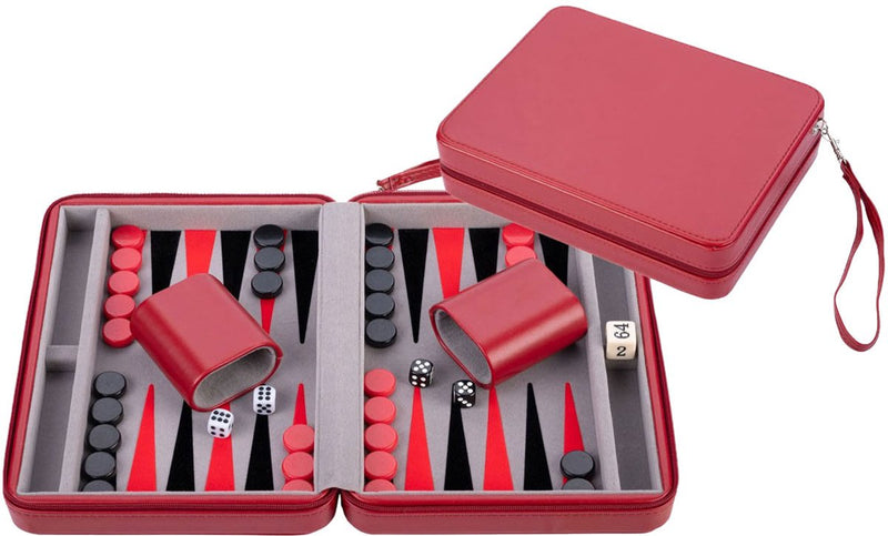Afbeelding laden in galerijviewer, Engelhart backgammon reisspel met rits - rood
