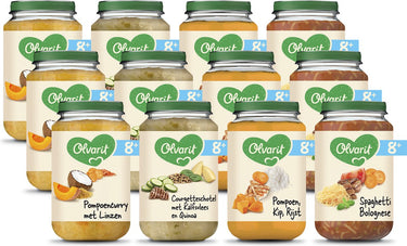 Olvarit variatiemenu babymaaltijd 8+ maanden - versie 2 - 4 smaken - 12 x 200g