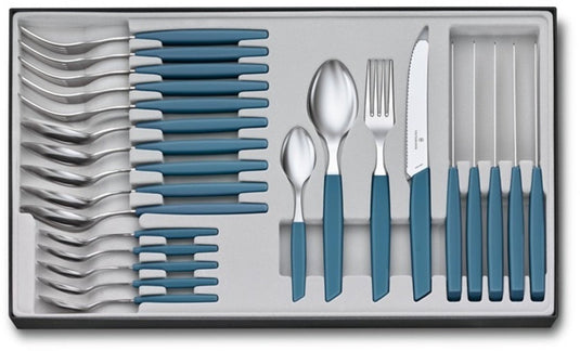 Victorinox bestekset swiss modern - 24-delig - pastel blauw - rvs pp