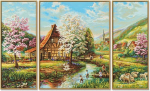 Schipper schilderen op nummer - landelijke idylle triptychon 50x80 cm