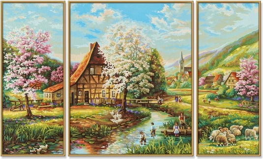 Schipper schilderen op nummer - landelijke idylle triptychon 50x80 cm