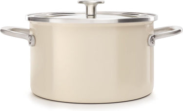 Kitchenaid steel core enamel kookpan 24cm 6l - amandelwit - inductie - pfas-vrij