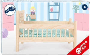 Small foot - houten poppenbed natuurlijk met beddengoed, 4ld