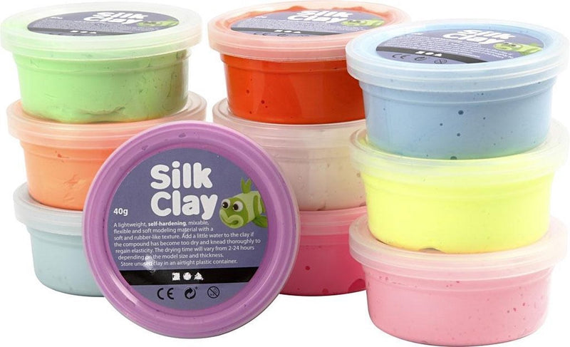 Afbeelding laden in galerijviewer, Silk clay - klei- basisset 1 - set met 10 kleuren
