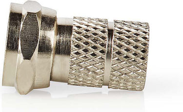 Nedis f-connector - recht - male - vernikkeld - 75 ohm - twist-on - diameter kabelinvoer: 5.5 mm - zink legering - zilver - 5 stuks - doos