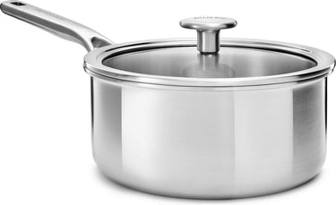 Kitchenaid multi-ply rvs steelpan - ø18 cm - 2,1l - met glazen deksel - inductie - pfas-vrij