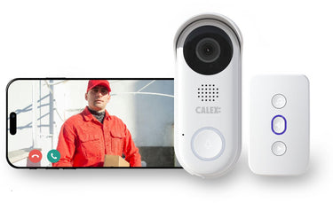 Calex video deurbel met camera - 2k - bedraad - slimme deurbel met chime - nachtzicht 2‑weg audio - wit