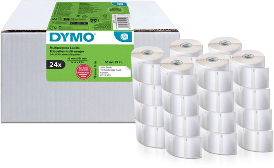 Dymo originele kleine labelwriter multifunctionele labels | 19 mm x 51 mm | 24 met elk 500 labels (12.000 zelfklevende etiketten) | gemakkelijk te verwijderen labels | voor labelwriter labelprinters
