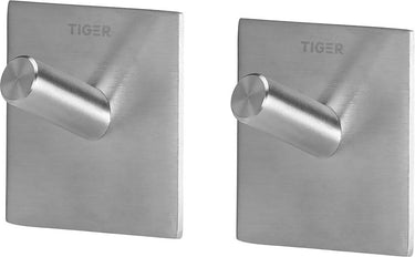 Tiger square - handdoekhaak (2 stuks) - zonder boren - handdoekhaakjes - 3m tape - rvs geborsteld