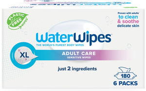 Waterwipes body intimate - gevoelige doekjes voor volwassenen - 180 doekjes (6 pakjes) - extra groot en zacht voor de gevoelige huid