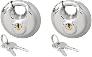 Proplus set van 2 discussloten 70 mm – voor aanhanger, schuur en opslag – gelijksluitend met 2 sleutels – zilver