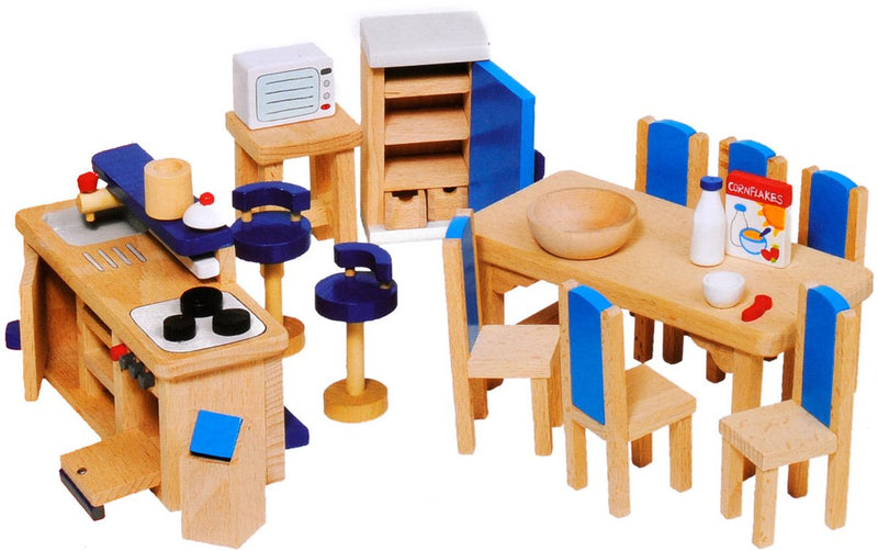 Afbeelding laden in galerijviewer, Goki poppenhuismeubeltjes: moderne keuken 30-delig (incl. toebehoren, excl.
