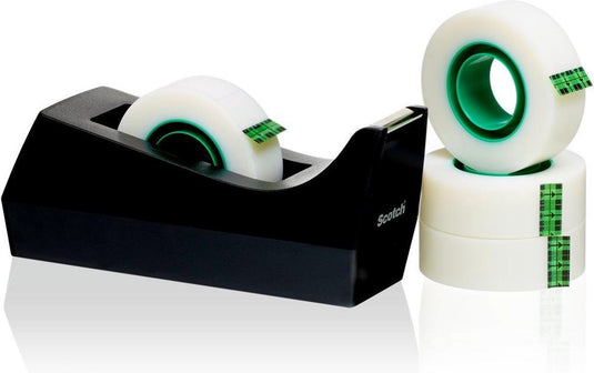 Tapedispenser c38 scotch zw + 4 rollen