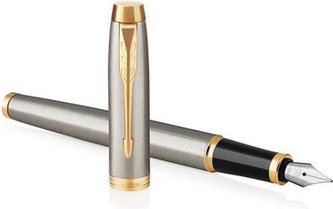 Parker im vulpen | geborsteld metaal | fijne penpunt met blauwe navulling | geschenkdoos
