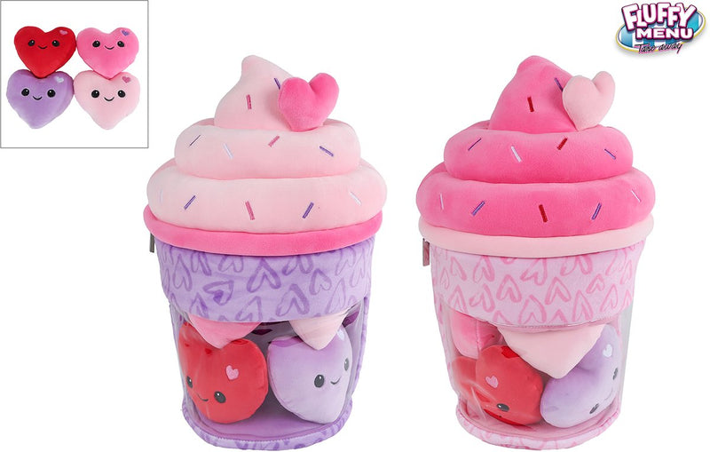 Afbeelding laden in galerijviewer, Fluffy menu pluche ijsje met 4 hartjes - 36cm
