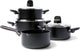 Greenpan memphis kookpannenset 7-delig - 16 18 20 24cm - 1.6 2.1 3.1 4.9l - pfas-vrije antikleeflaag - inductie kookpan - keramische pan - ovenbestendig tot 160°c - koudgrepen - met glazen deksel - zwart