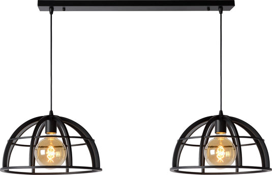 Lucide dikra - hanglamp - 2xe27 - zwart