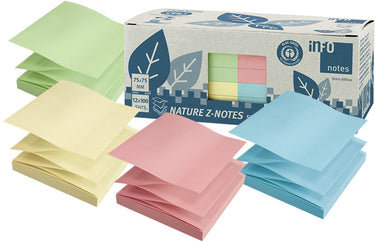 Info notes info sticky notes -nature - z-notes - 12 x 100 vel - 75x75mm - geel, groen, roze, blauw - in-5644-88
