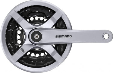 Shimano crankstel 6 7 8 speed tourney fc-ty501 met 170mm crankarm 48 x 38 x 28t met kettingscherm - zilver