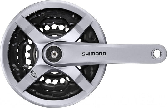Shimano crankstel 6 7 8 speed tourney fc-ty501 met 170mm crankarm 48 x 38 x 28t met kettingscherm - zilver