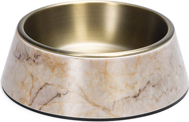 Designed by lotte meis voerbak hond - drinkbak eetbak hond - hondenvoervak - melamine rvs - beige - 350 ml