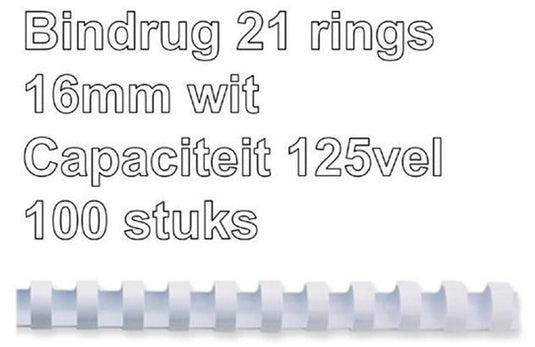 Bindruggen gbc plastic a4 16mm wit capaciteit 145vel