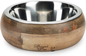Designed by lotte mandira voerbak hond - eetbak drinkbak - hondenvoerbak - hout rvs - vaatwasserbestendig - 1300 ml