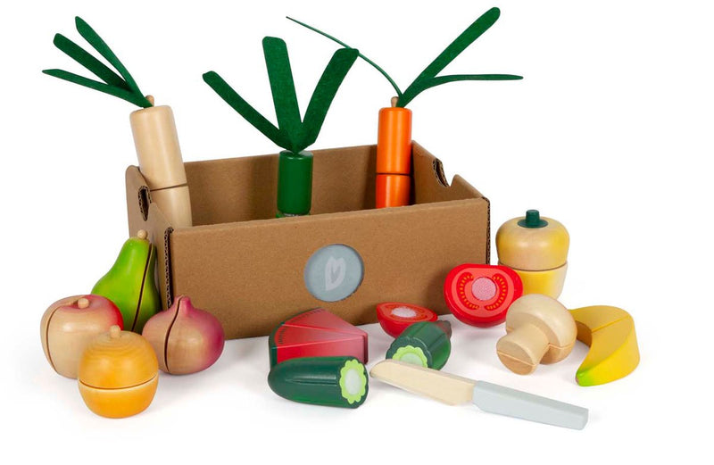 Afbeelding laden in galerijviewer, Small foot - houten snij- en groenten speelset fresh, 14dlg.
