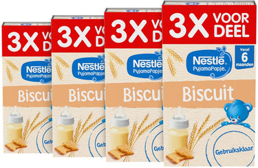Nestlé pyjamapapje biscuit - babyvoeding 6+ maanden - gebruiksklaar - 4 stuks 3 x 250ml