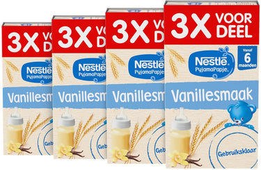 Nestlé pyjamapapje vanille - baby pap gebruiksklaar 6m+ - 4 doosjes x 3x250ml - voordeelverpakking