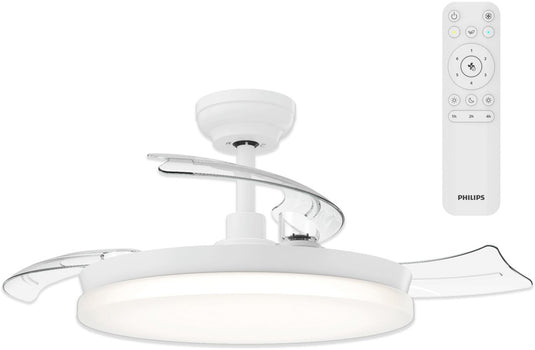 Philips led philips solr plafondventilator met led-lamp - 3 intrekbare bladen - diameter: 106cm - drie tinten wit licht (2700k 4000k 5500k) - dimbaar tot 10% - afstandsbediening - wit - 4500 lumen