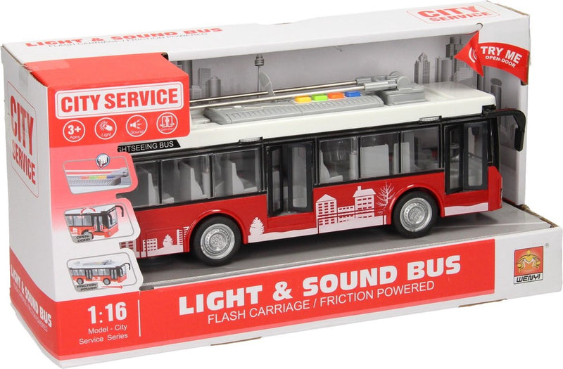 Afbeelding laden in galerijviewer, Lobbes speelgoed bv stadsbus met licht en geluid 1:16
