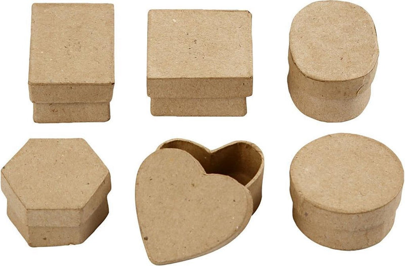 Afbeelding laden in galerijviewer, Creativ company papier mache creotime: mini doosjes 6 stuks 5x3 cm
