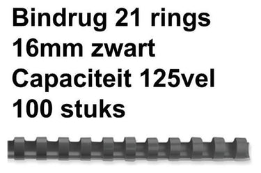 Gbc combbind 16mm zwart d100x