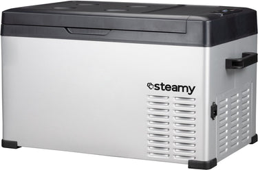Steamy -e single zone elektrische compressor koelbox - single zone - 27 liter - 12v en 230v - voor auto en camping - zilver