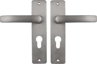 Starx deurklink zilver - rvs look â€“ deurbeslag â€“ deurschild voor profielcilinder (pc55) â€“ deurklink blok