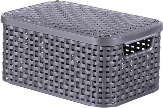 Curver style mand s met deksel rotanstyle antraciet (lxbxh 28x19x14cm)