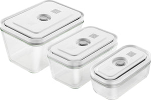 Zwilling fresh save vacuüm vershoudbakjes - opbergdozen - 3-delige set - s 200ml - m 750ml - l 1600ml - glas