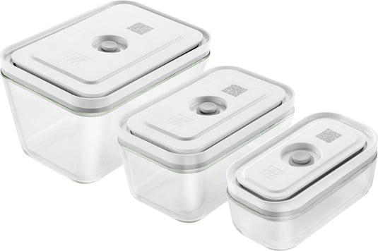 Zwilling fresh save vacuüm vershoudbakjes - opbergdozen - 3-delige set - s 200ml - m 750ml - l 1600ml - glas