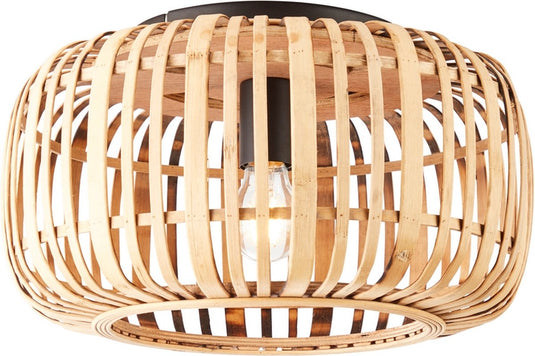 Brilliant woodrow - plafondlamp - e27 max 1x60w - bamboe bruin