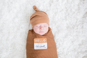 Lulujo hello world - swaddle mutsje - tan
