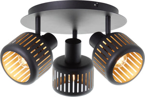 Brilliant tyas - plafondspot - e14 max 3x28w - zwart goudkleurig