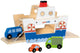 Goki houten veerboot met 3 voertuigen